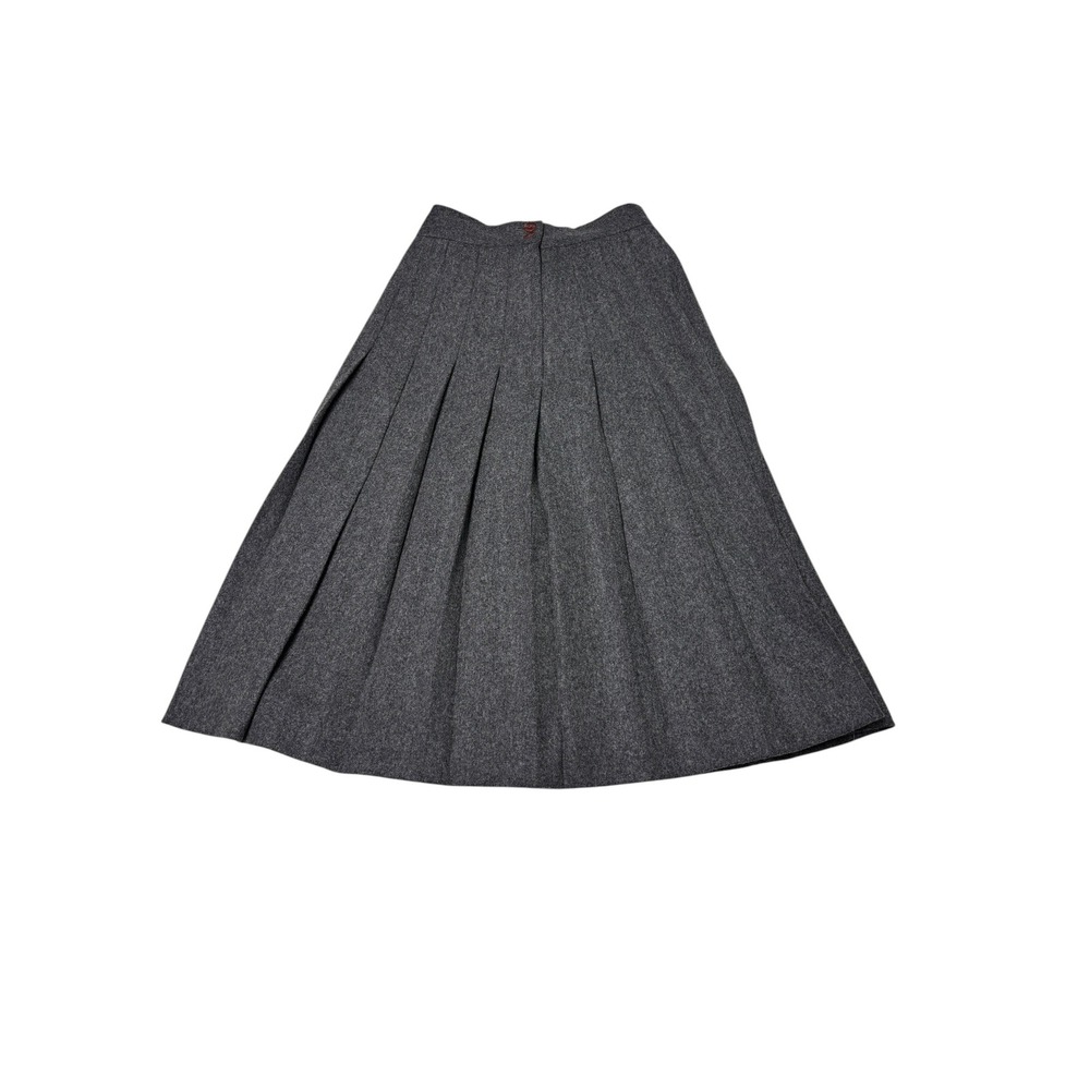 Vintage LL Bean Vintage 100% Wool Pleated Midi Skirt Gray USA Womens 4P W25 L27